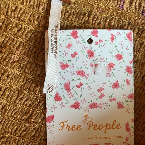 FREE PEOPLE Marigold Mix Print Smocked Top XS - Picture 8 of 9